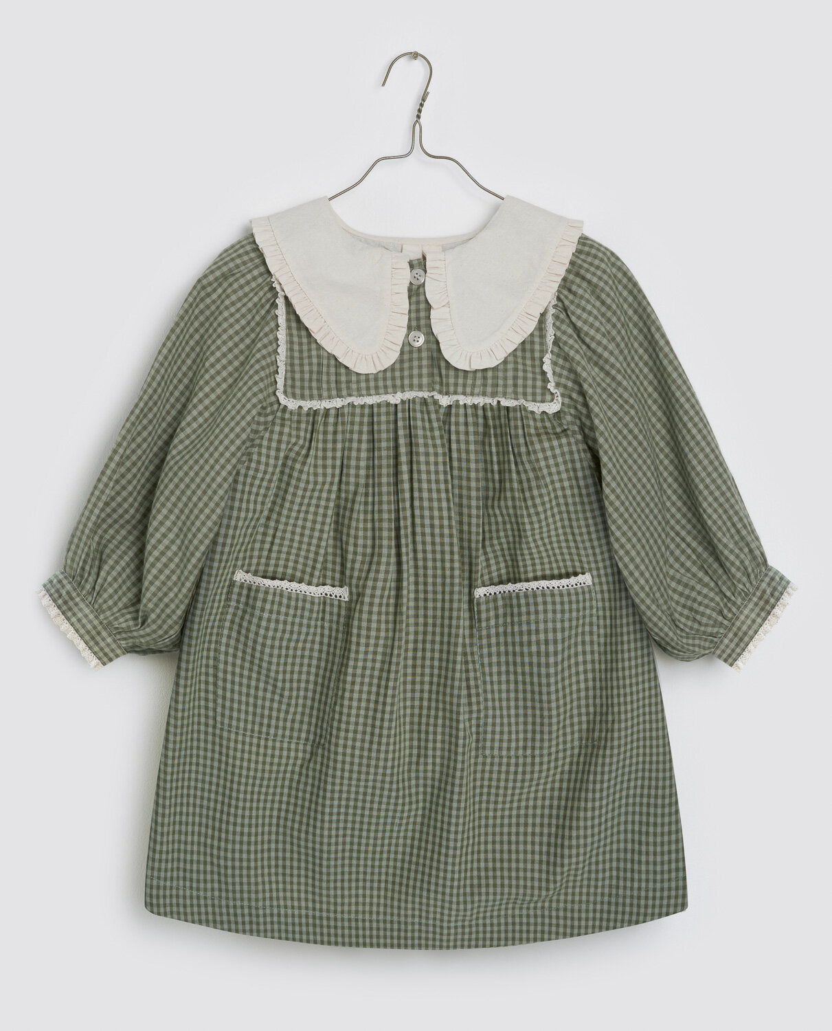 LITTLE COTTON CLOTHES LOTTIE DRESS / LITTLE GREEN CHECK