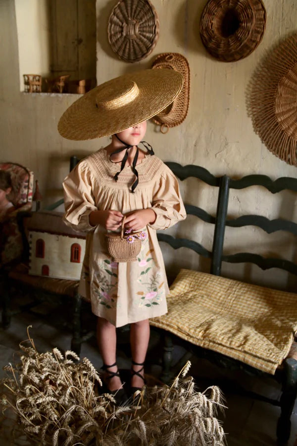 BONJOUR DIARY EMBROIDERED DRESS / SAND