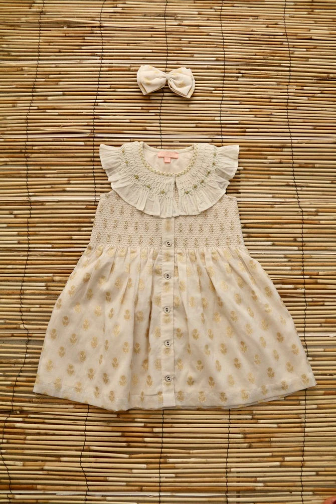 BONJOUR DIARY IBIZA TUNIC + BOW / GOLDEN FLOWER IVORY