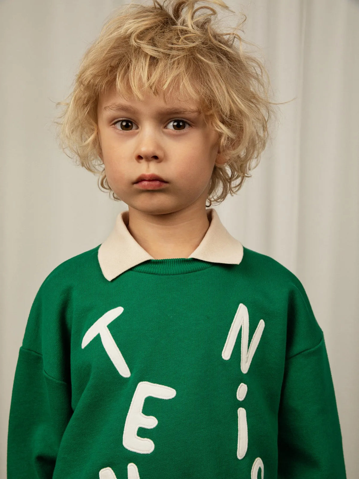 MINI RODINI TENNIS COLLAR SWEATSHIRT / GREEN