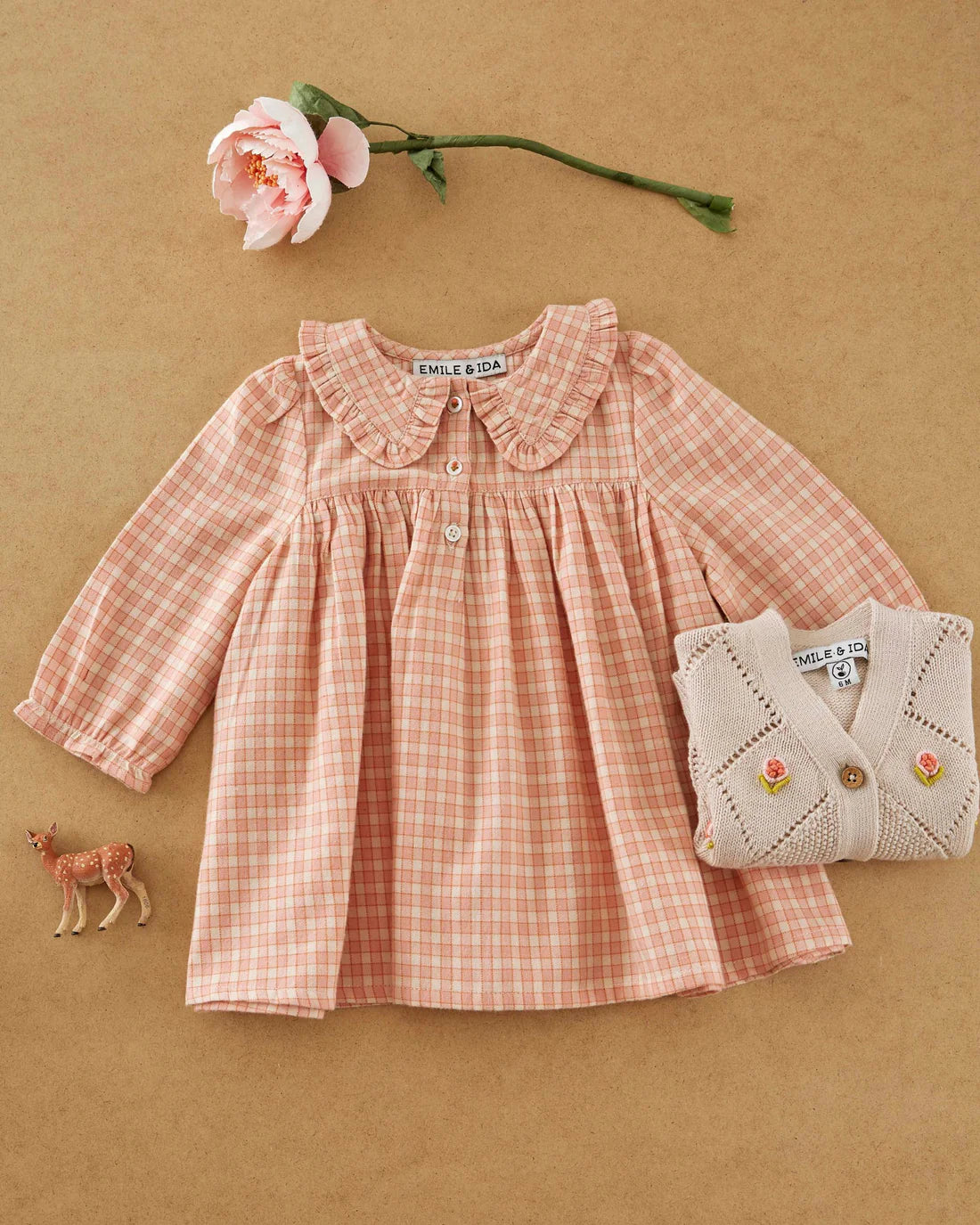EMILE ET IDA SCHOOL DRESS / PINK CHECK