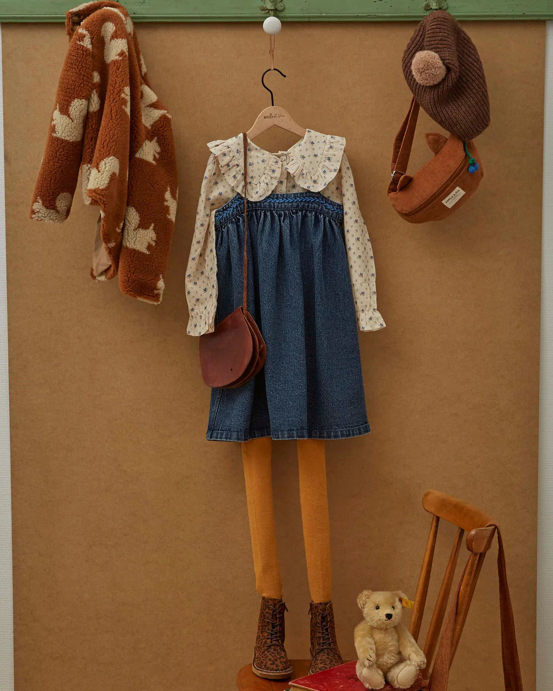 EMILE ET IDA DENIM PINAFORE DRESS