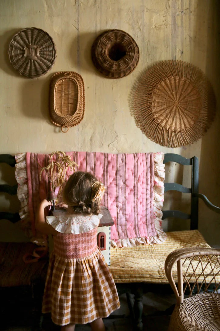 BONJOUR DIARY IBIZA TUNIC + BOW / CARAMEL STRAWBERRY CHECK