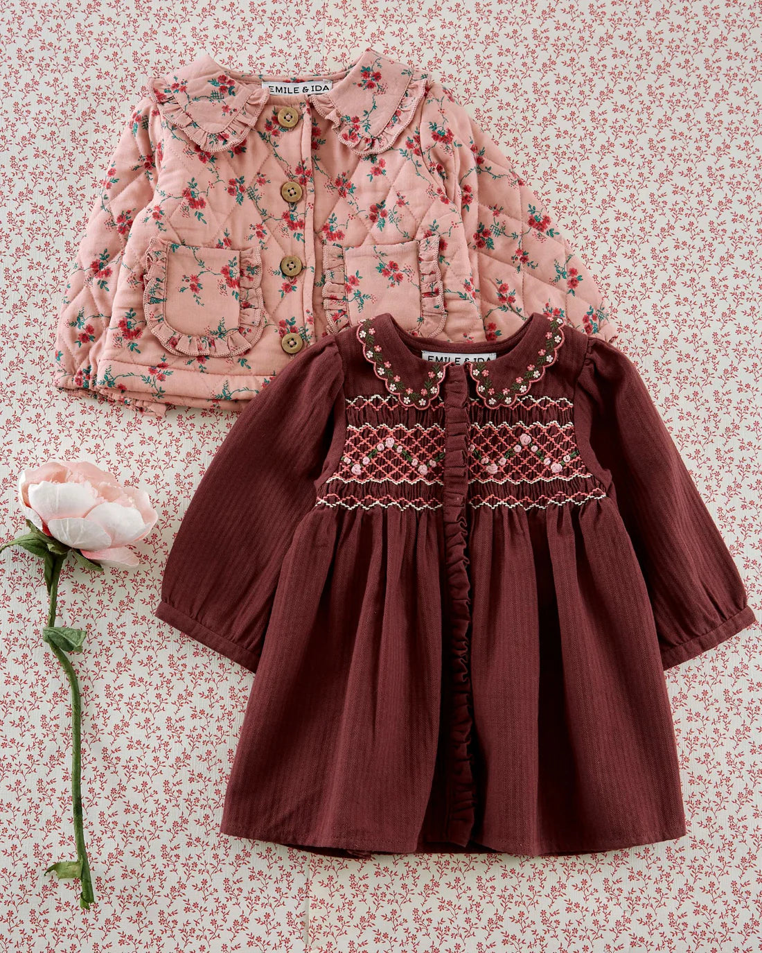 EMILE ET IDA ASTER QUILTED JACKET / RED FLOWERS