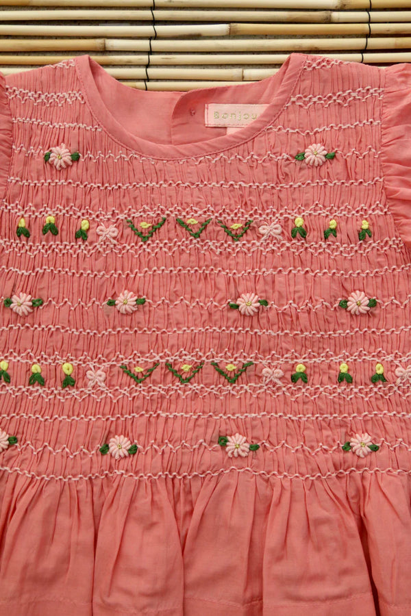 【新品】Bonjour Smocked Blouse 4Y BONJOUR DIARY SUSHI GRENADINE SMOCKED BLOUSE - Milk + Bots