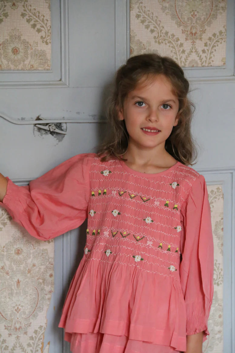 トップス Bonjour diary HANDSMOCK BLOUSE 6y Bonjour Handsmock Kid's Dress Farandole Stripes Flowers