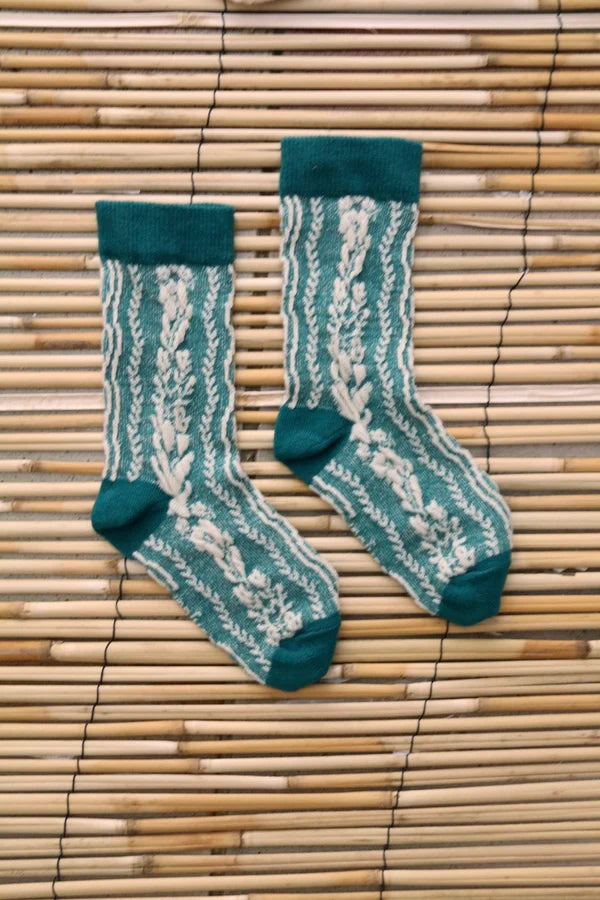BONJOUR DIARY FLOWER TWIST SOCKS / GREEN