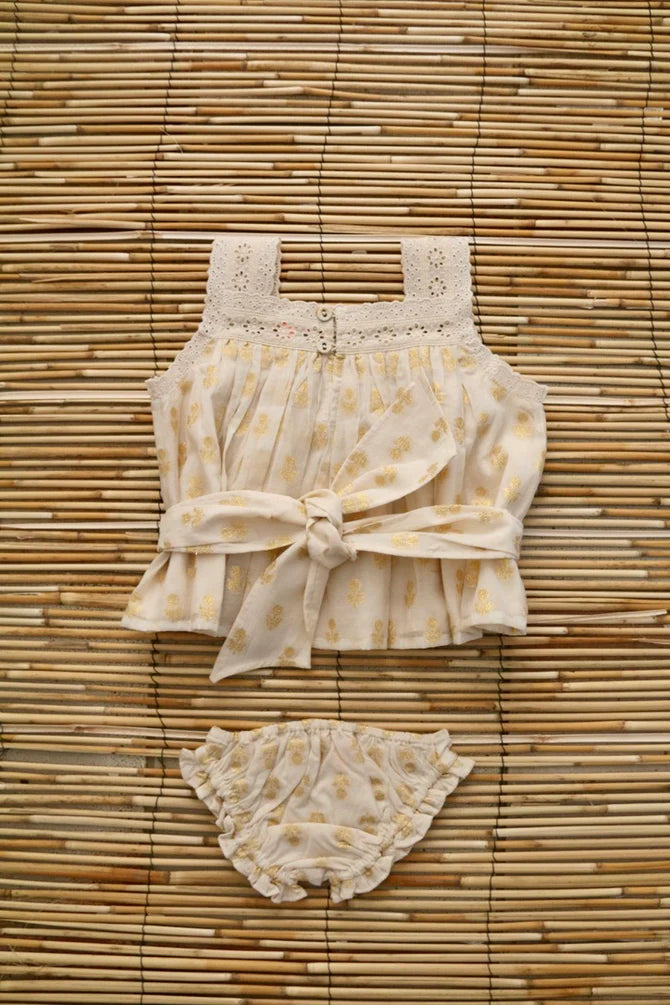 BONJOUR DIARY GOLDEN FLOWER TOP + PANTY SET / IVORY