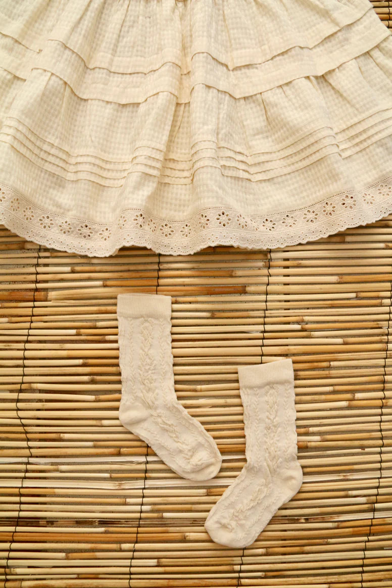 BONJOUR DIARY LONG SKIRT / IVORY SEERSUCKER