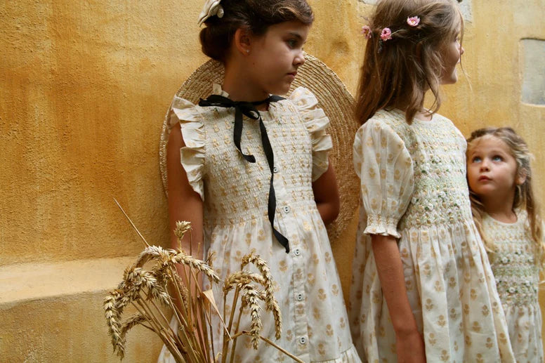 ワンピース Bonjour diary Ibiza Dress 4y BONJOUR DIARY IBIZA LONG DRESS / GOLDEN FLOWER IVORY - Milk