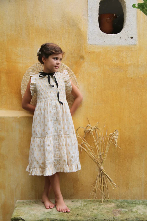 ワンピース bonjour diary ibiza 6y BONJOUR DIARY IBIZA LONG DRESS / GOLDEN FLOWER IVORY - Milk