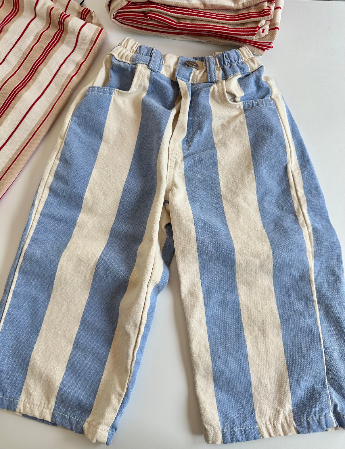 RESORT STRIPE WIDE LEG PANT / OCEAN BLUE