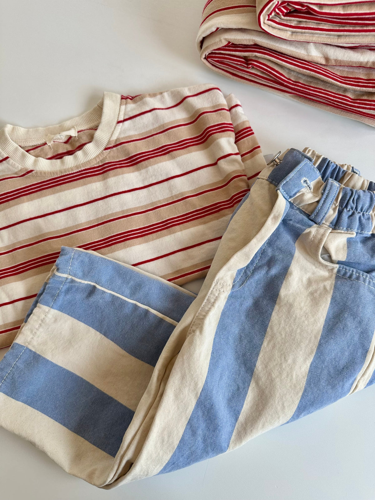 RESORT STRIPE WIDE LEG PANT / OCEAN BLUE