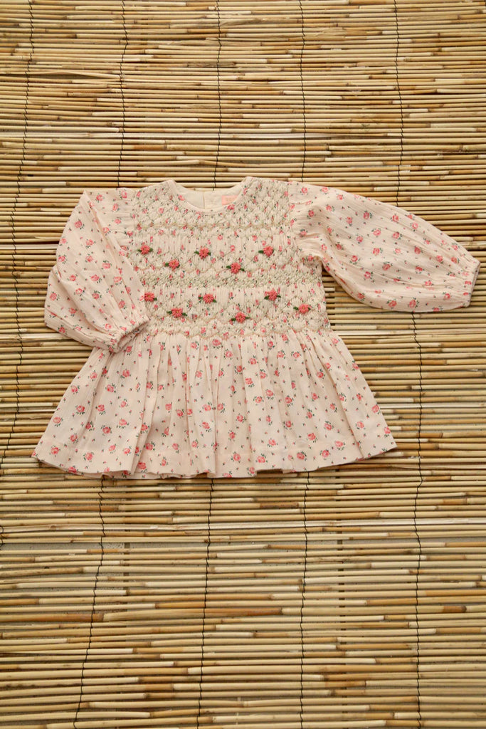 BONJOUR DIARY SMOCKED BLOUSE / ROSA BLOOM - Milk + Bots