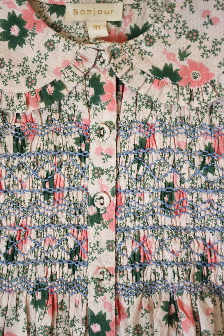 BONJOUR DIARY Smocked meadow blouse / Prairie in bloom - Milk + Bots BONJOUR DIARY Smocked meadow blouse / Prairie in bloom - Milk + Bots