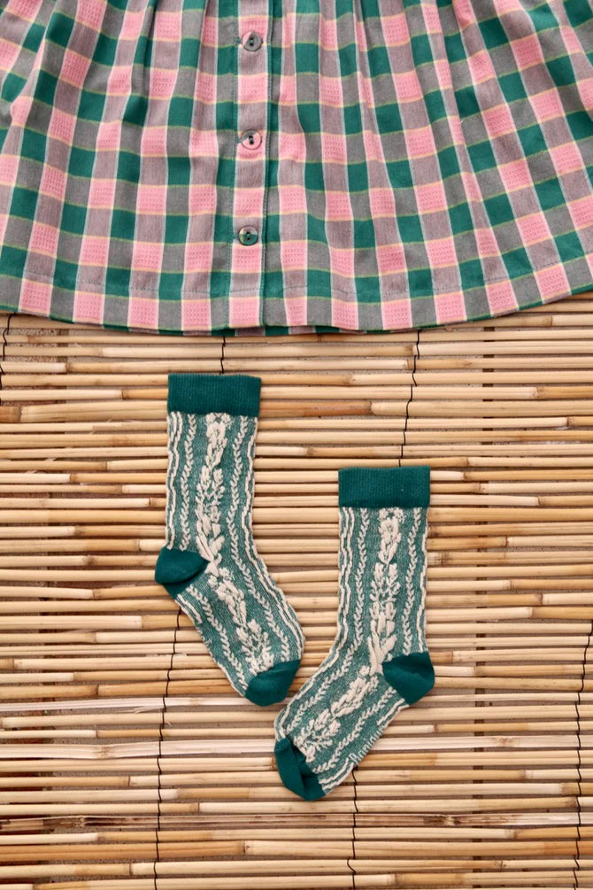 BONJOUR DIARY FLOWER TWIST SOCKS / GREEN