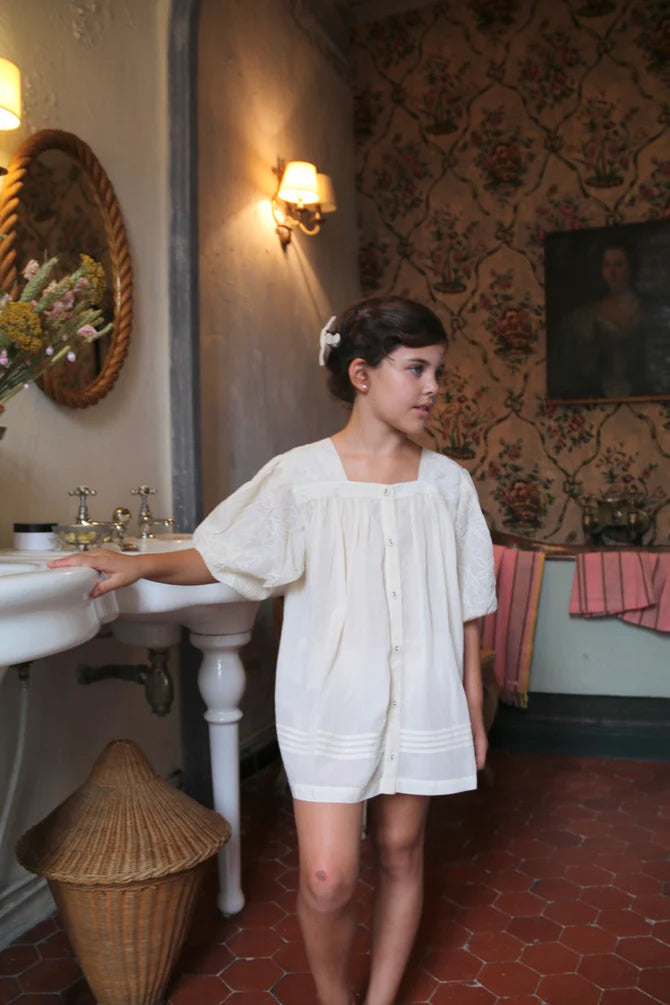 BONJOUR DIARY EMBROIDERED LONG BLOUSE / IVORY