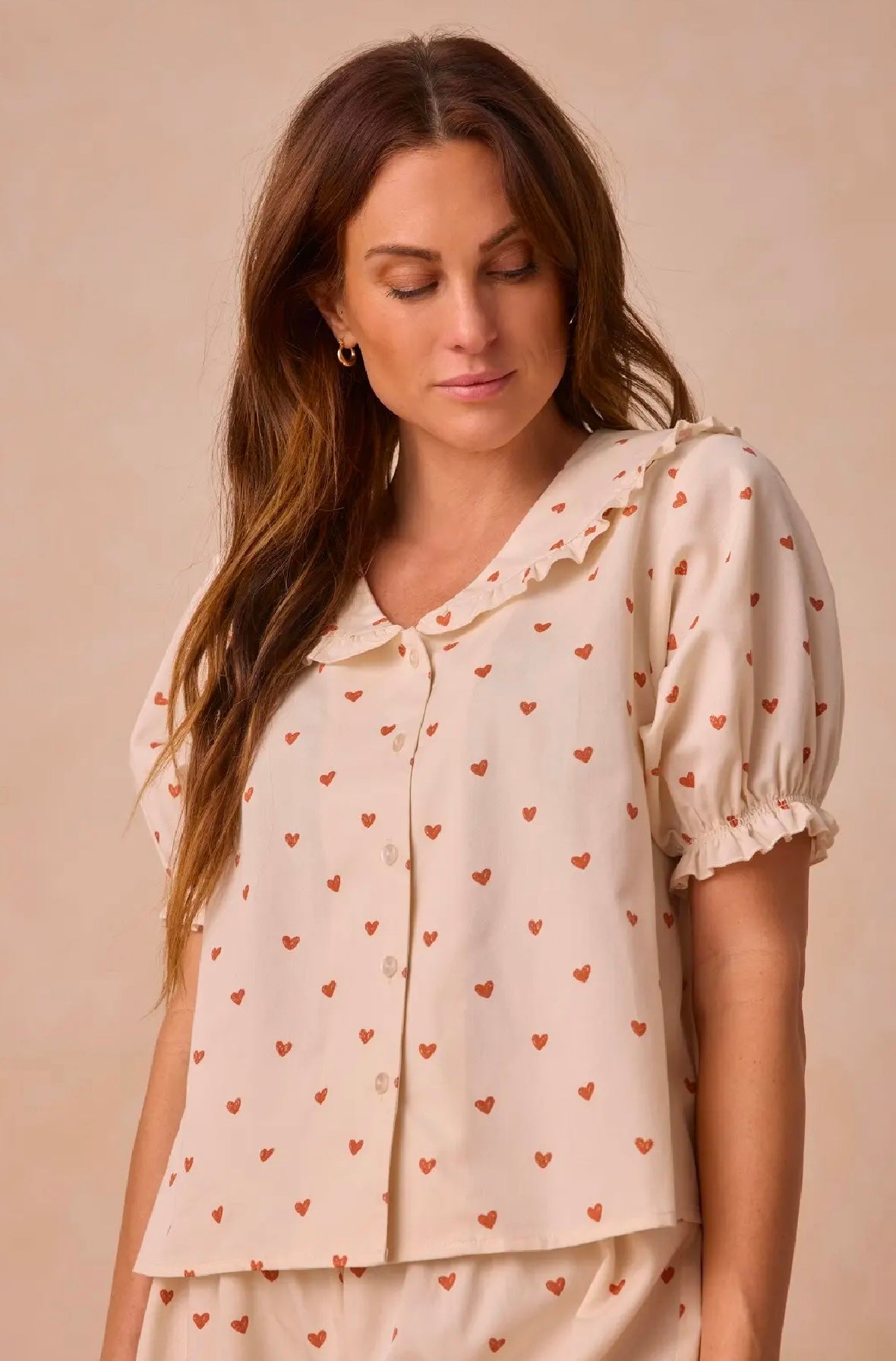 RYLEE + CRU WOMEN&#39;S DELILAH PAJAMA SET / HEARTS