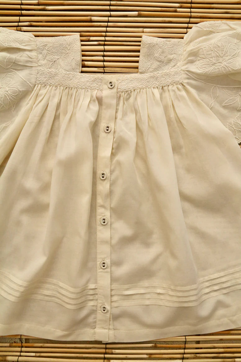 BONJOUR DIARY EMBROIDERED LONG BLOUSE / IVORY