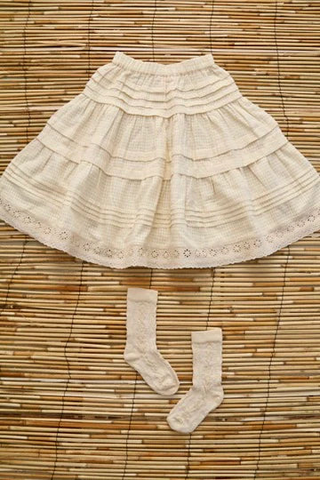 BONJOUR DIARY LONG SKIRT / IVORY SEERSUCKER - Milk + Bots
