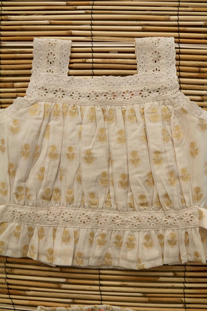 BONJOUR DIARY GOLDEN FLOWER TOP + PANTY SET / IVORY