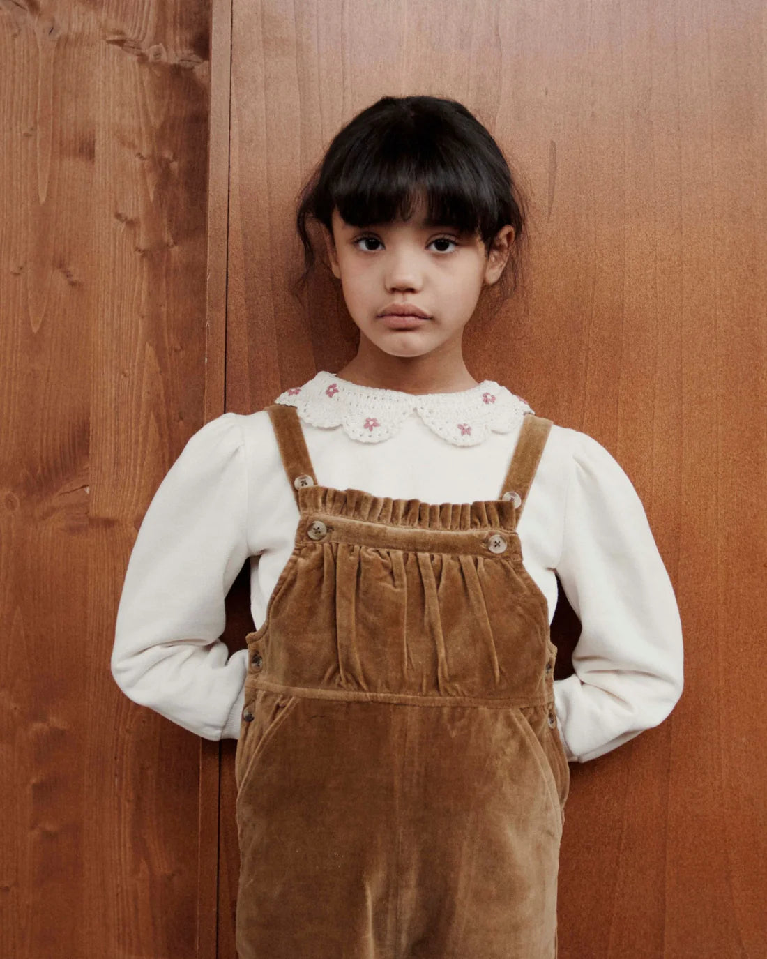 EMILE ET IDA EMBROIDERED crochet-neck sweatshirt / CREAM