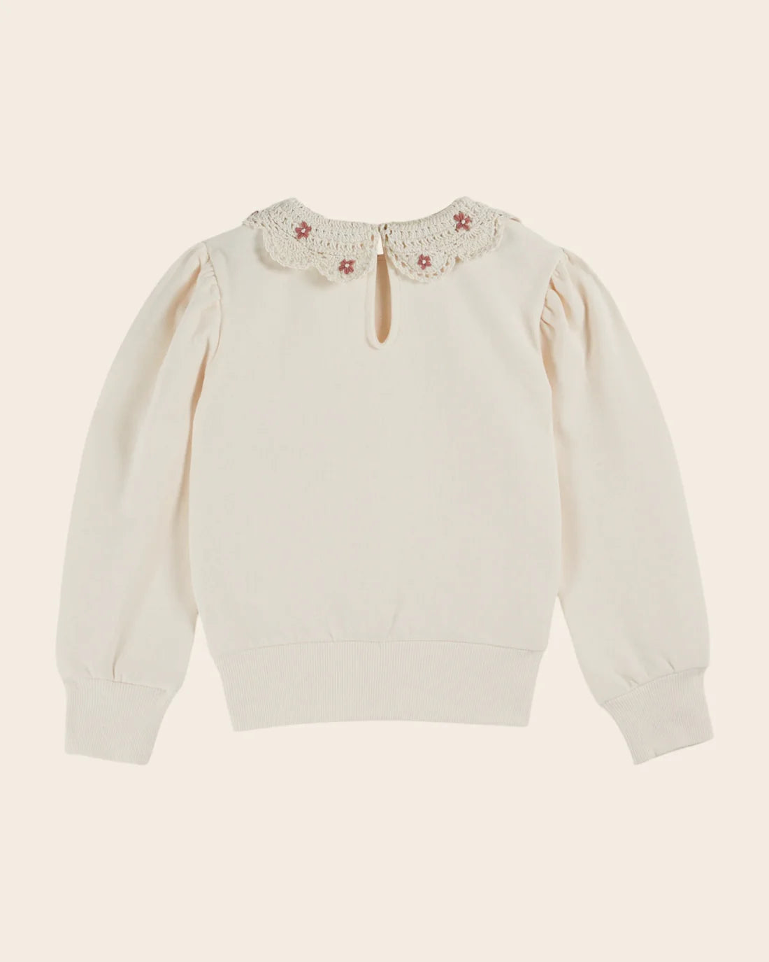 EMILE ET IDA EMBROIDERED crochet-neck sweatshirt / CREAM