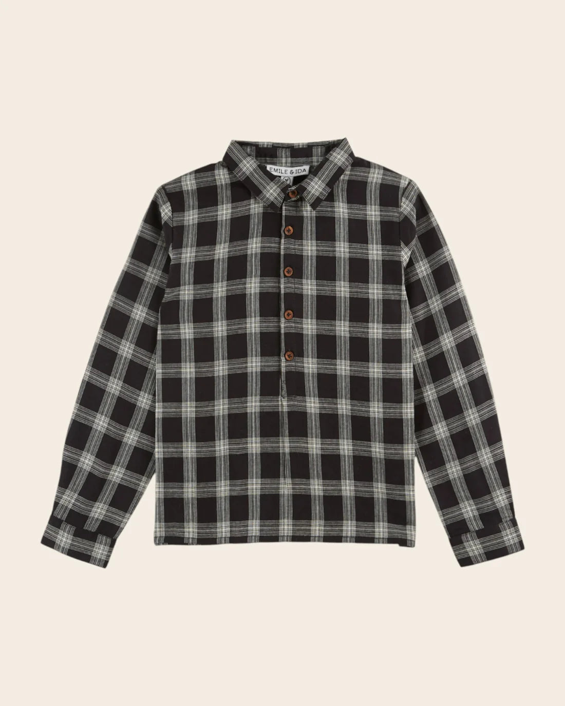 EMILE ET IDA KURTA BLACK & WHITE CHECK SHIRT
