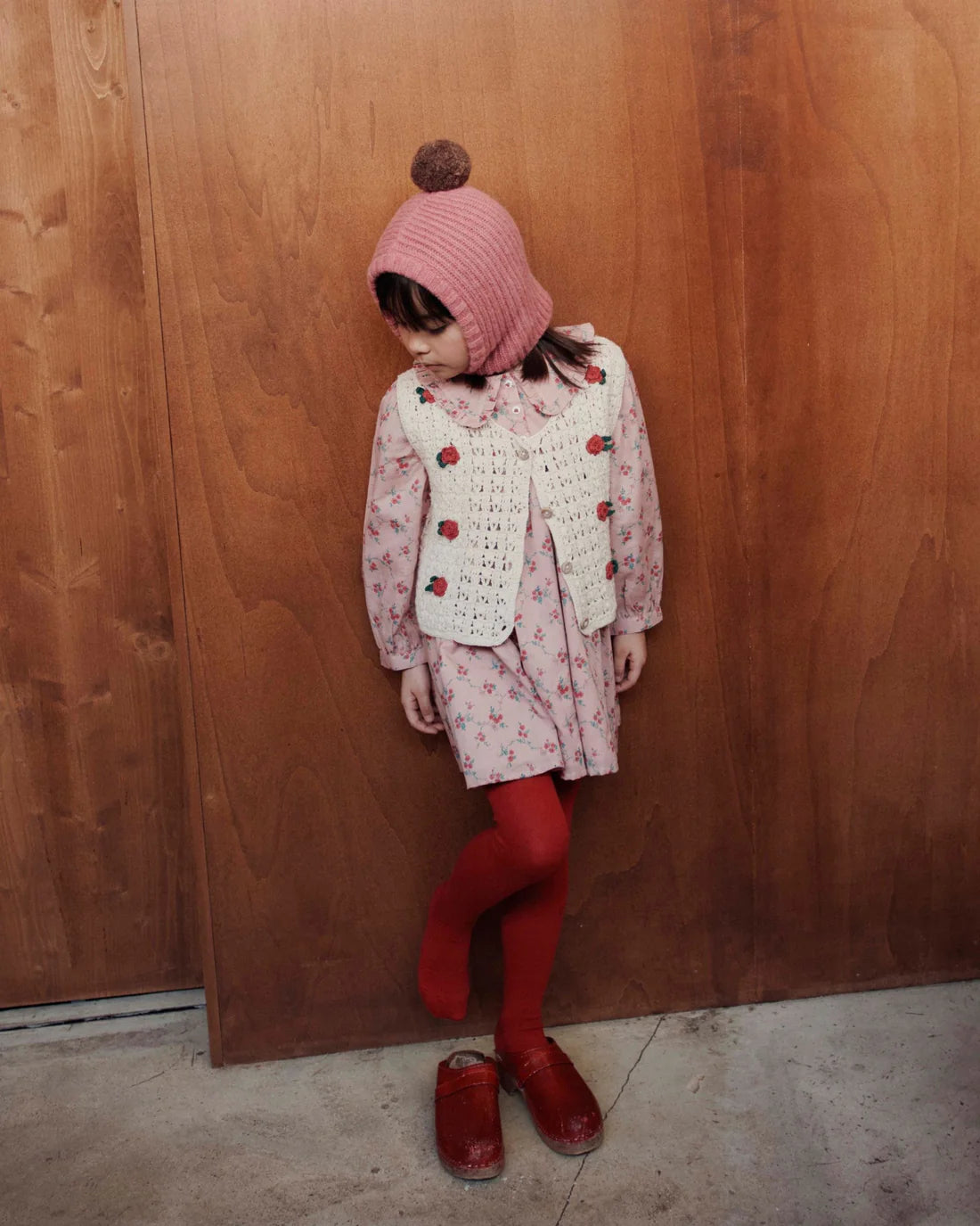 EMILE ET IDA ASTER LOOSE RED FLOWERS DRESS / PINK