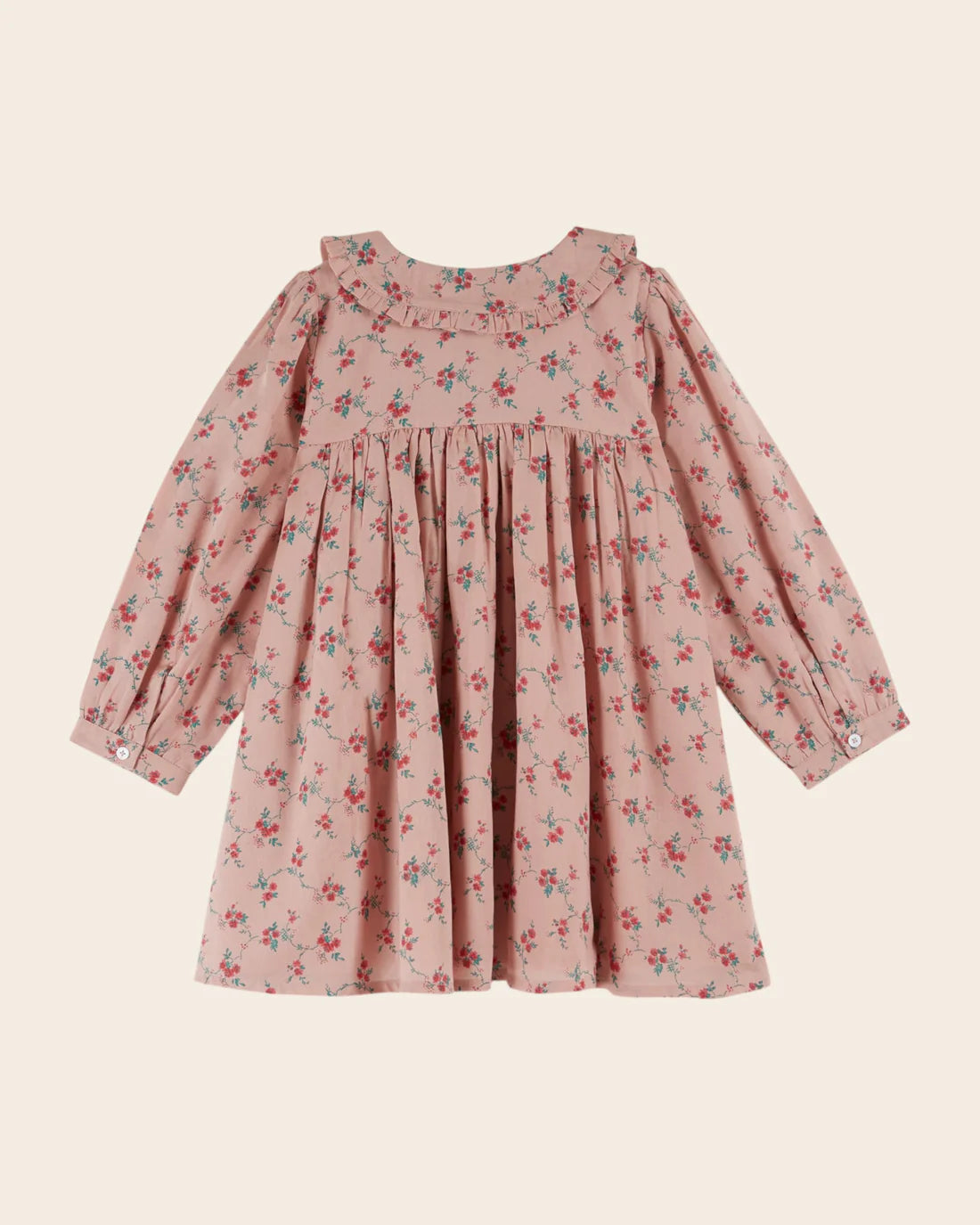 EMILE ET IDA ASTER LOOSE RED FLOWERS DRESS / PINK