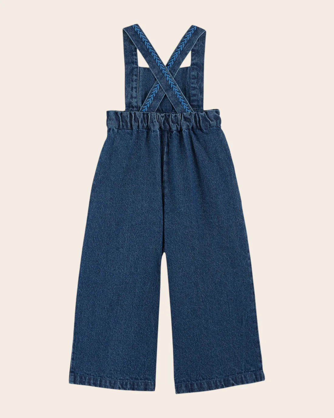 EMILE ET IDA Blue denim embroidered overalls