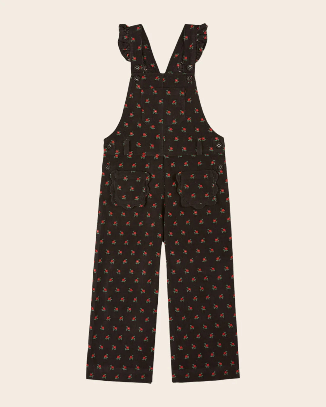 EMILE ET IDA BLACK POPPY PRINT OVERALLS