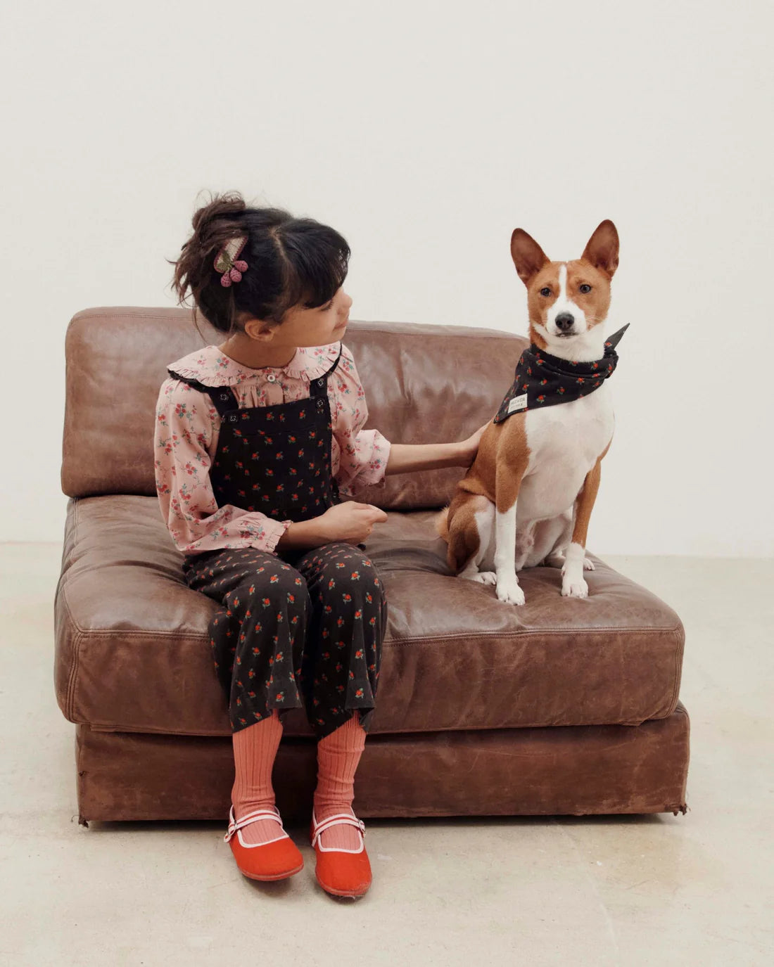 EMILE ET IDA BLACK POPPY PRINT OVERALLS