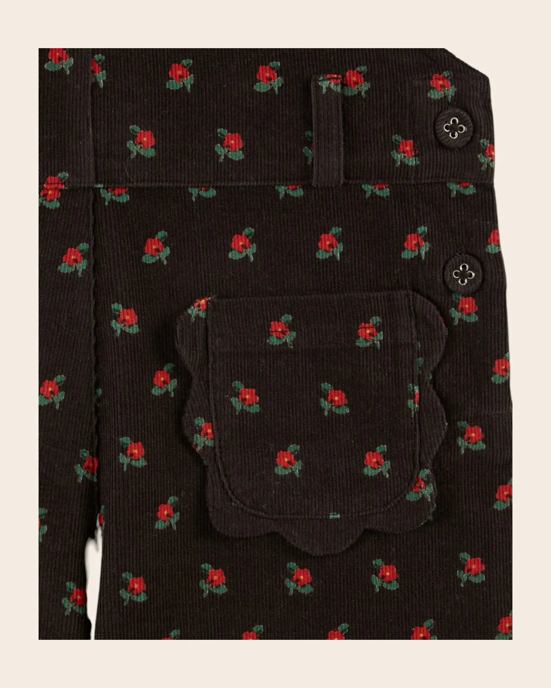 EMILE ET IDA BLACK POPPY PRINT OVERALLS