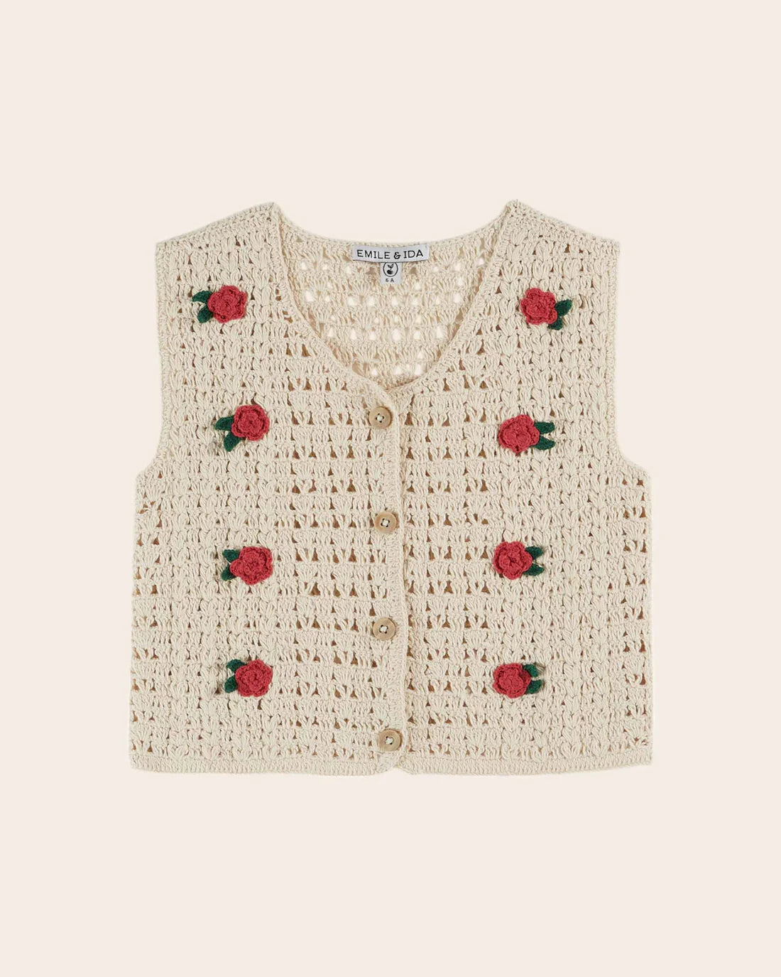 EMILE ET IDA CROCHET EMBROIDERED CARDIGAN VEST