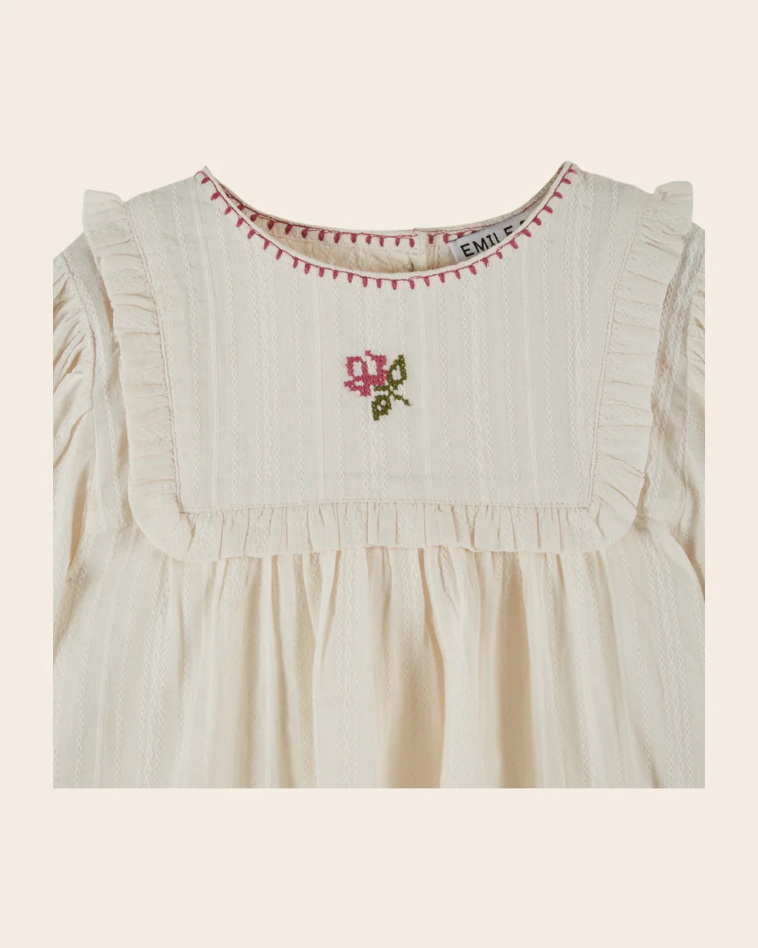 EMILE ET IDA TEXTURED BLOUSE W/ EMBROIDERED FLOWERS