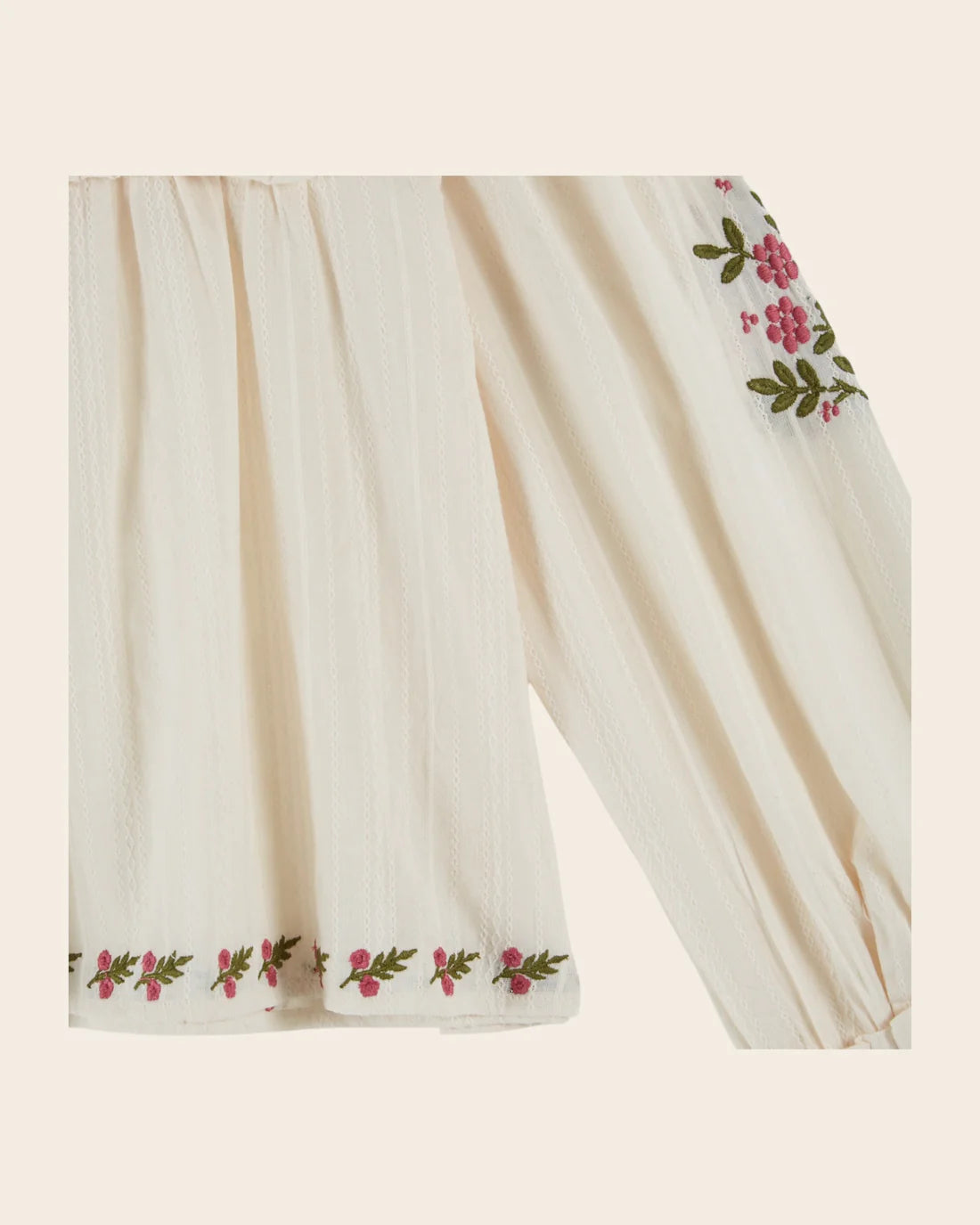 EMILE ET IDA TEXTURED BLOUSE W/ EMBROIDERED FLOWERS