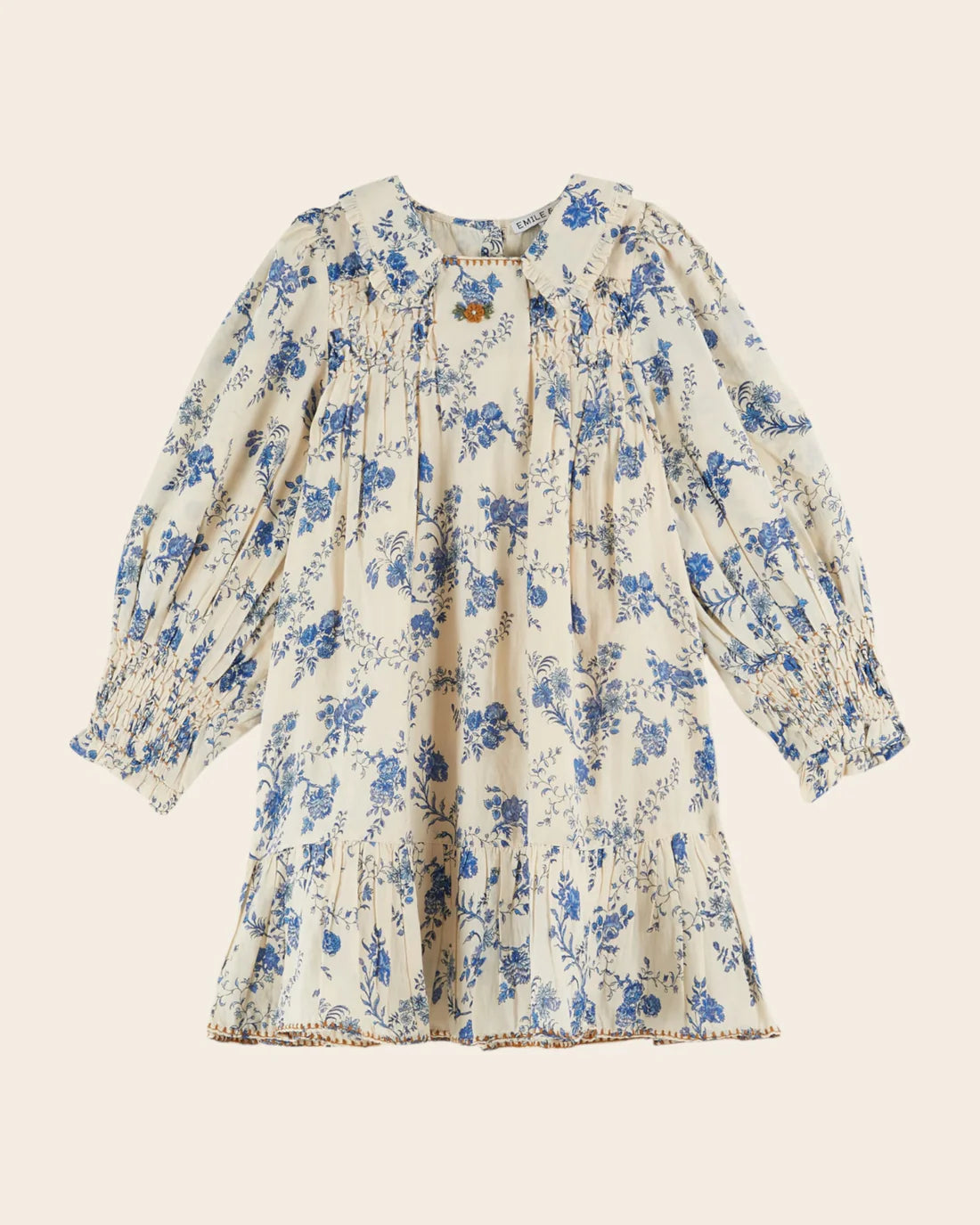 EMILE ET IDA BLUE ORCHID SMOCKED DRESS