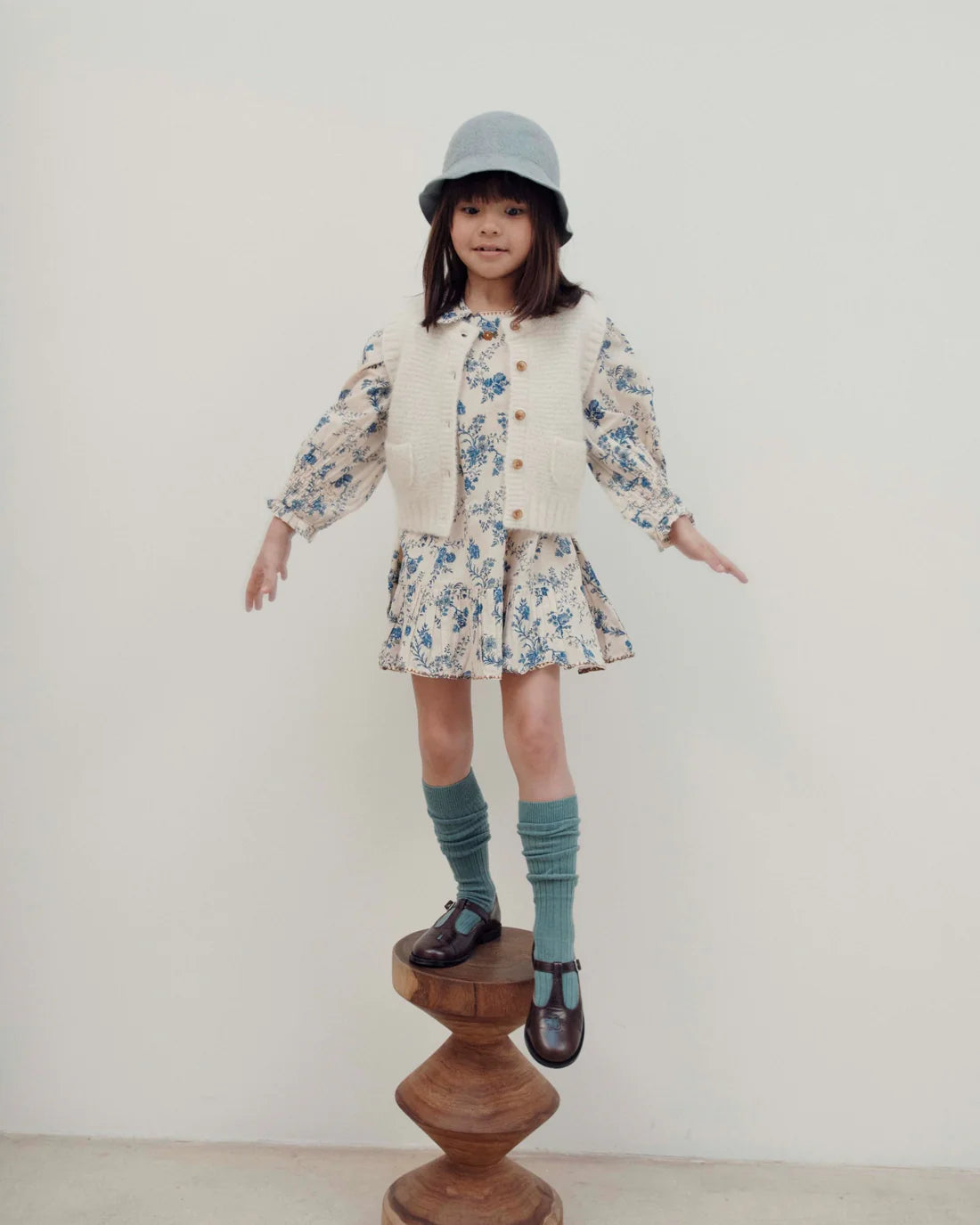 EMILE ET IDA BLUE ORCHID SMOCKED DRESS