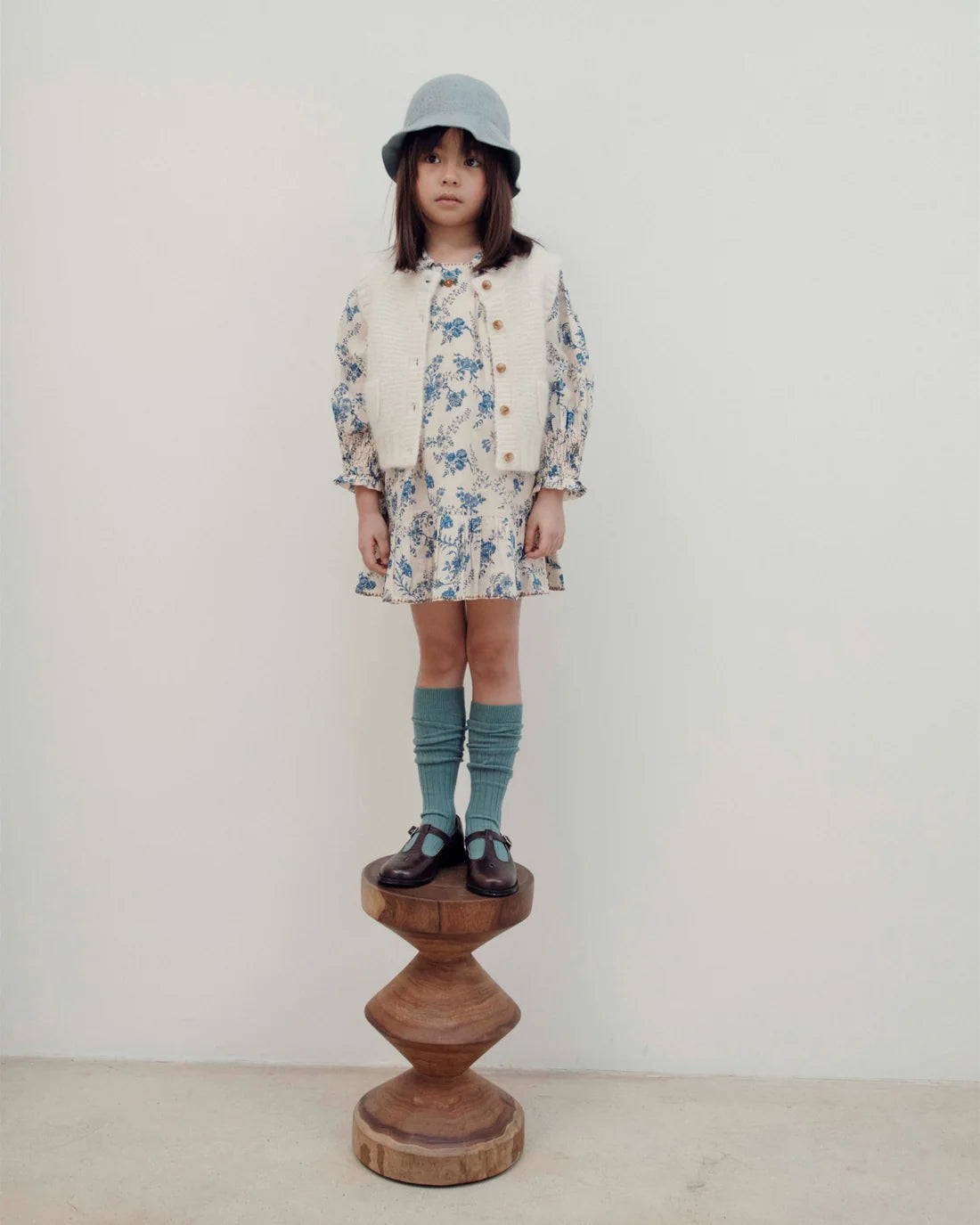 EMILE ET IDA BLUE ORCHID SMOCKED DRESS