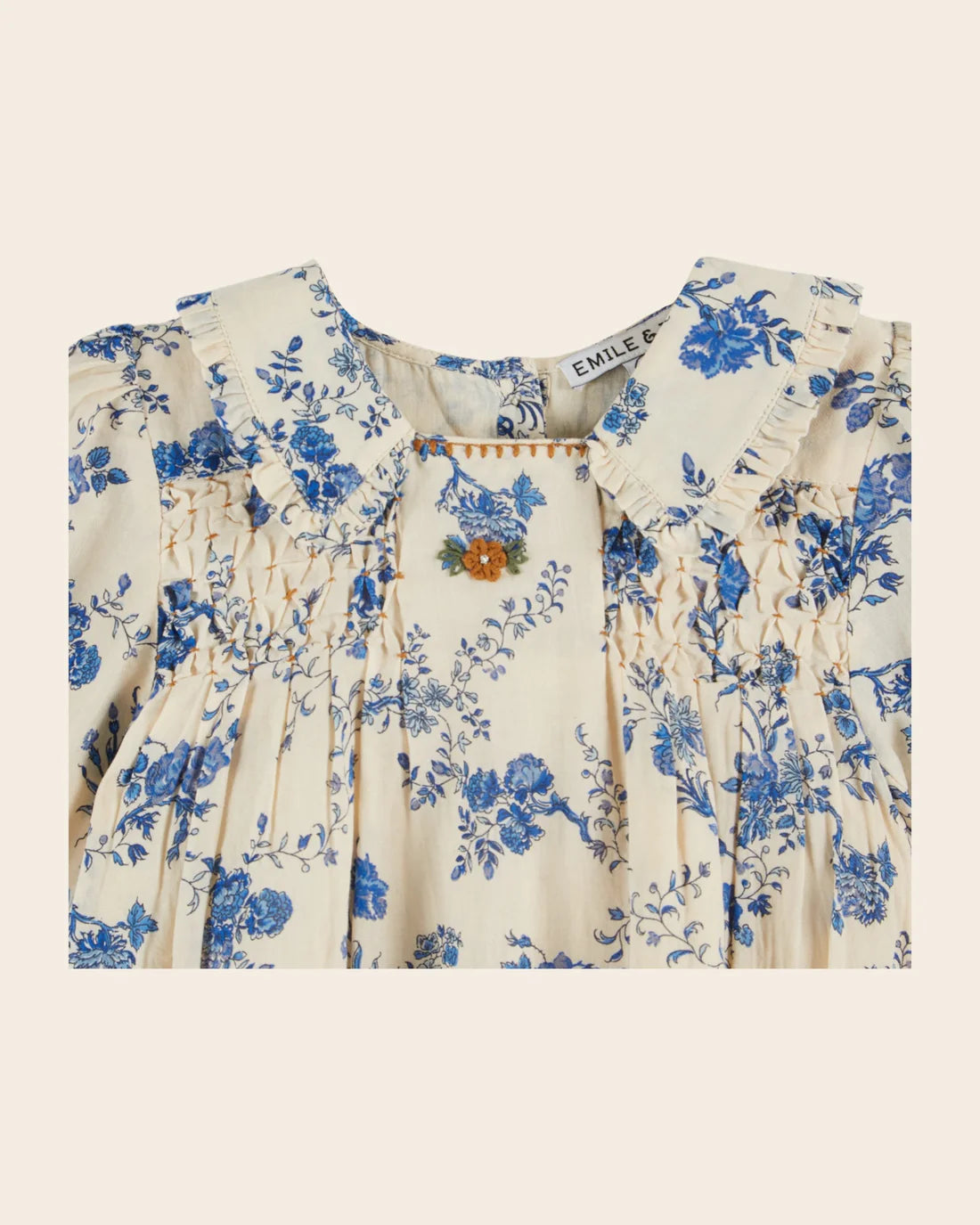 EMILE ET IDA BLUE ORCHID SMOCKED DRESS