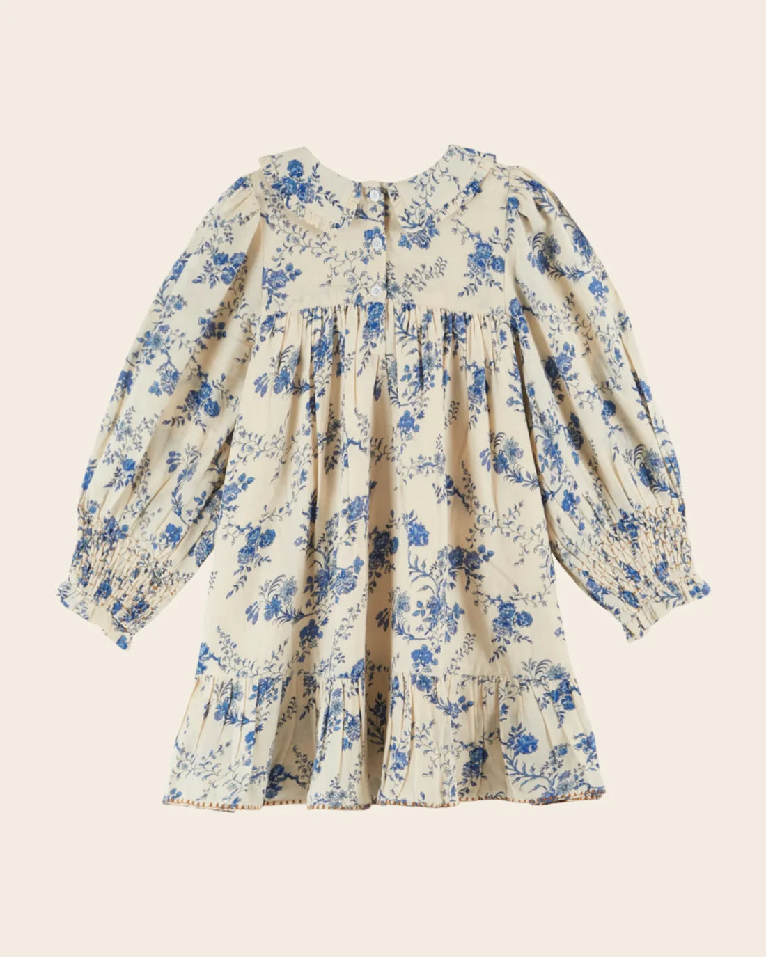 EMILE ET IDA BLUE ORCHID SMOCKED DRESS