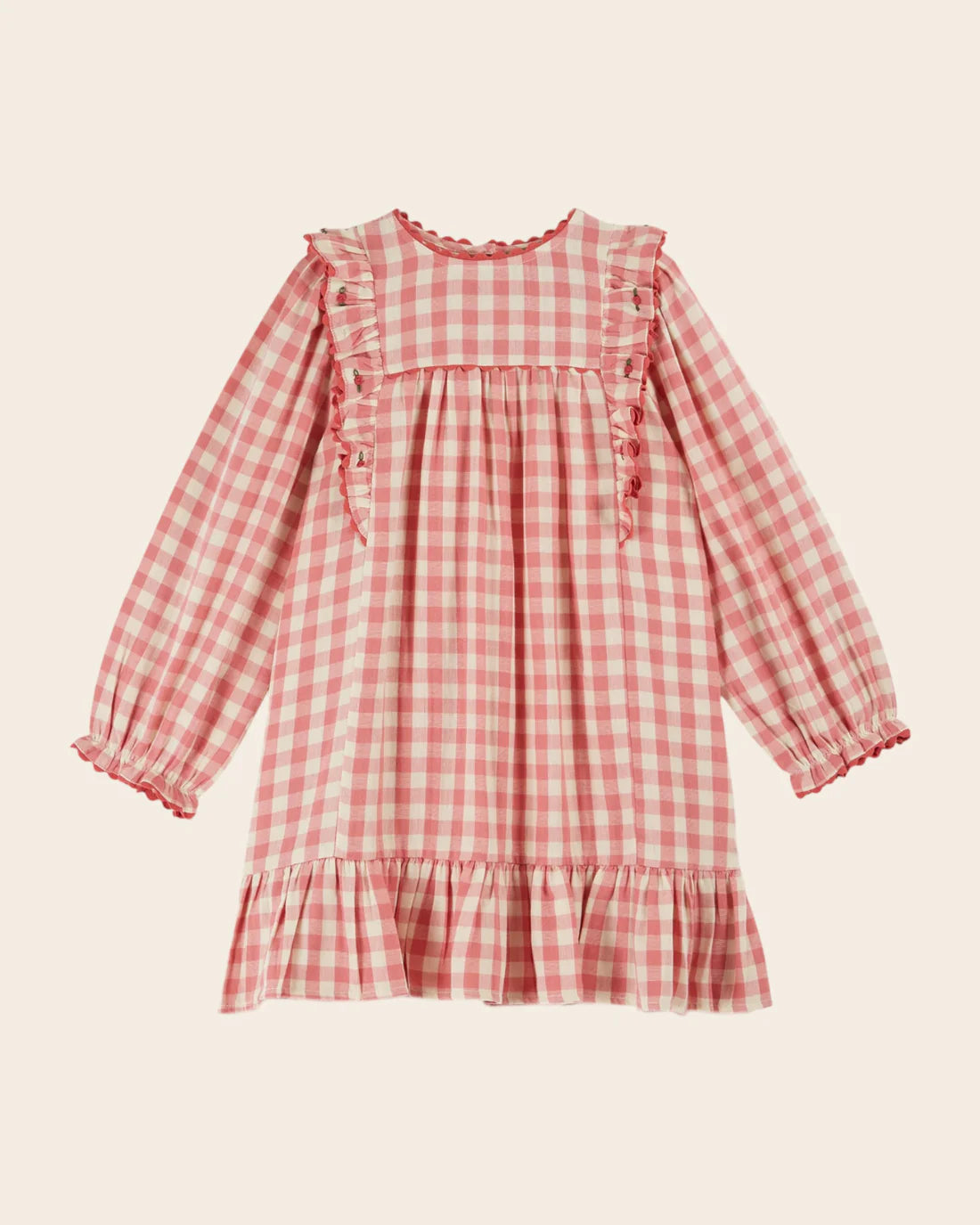 EMILE ET IDA GAUZE GINGHAM DRESS / PINK VICHY