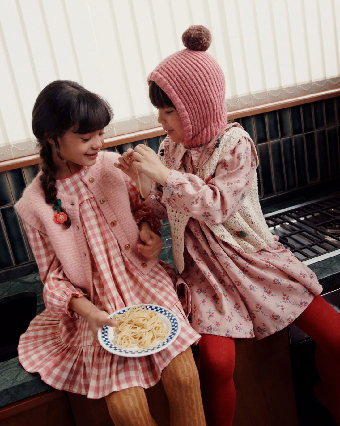 EMILE ET IDA GAUZE GINGHAM DRESS / PINK VICHY