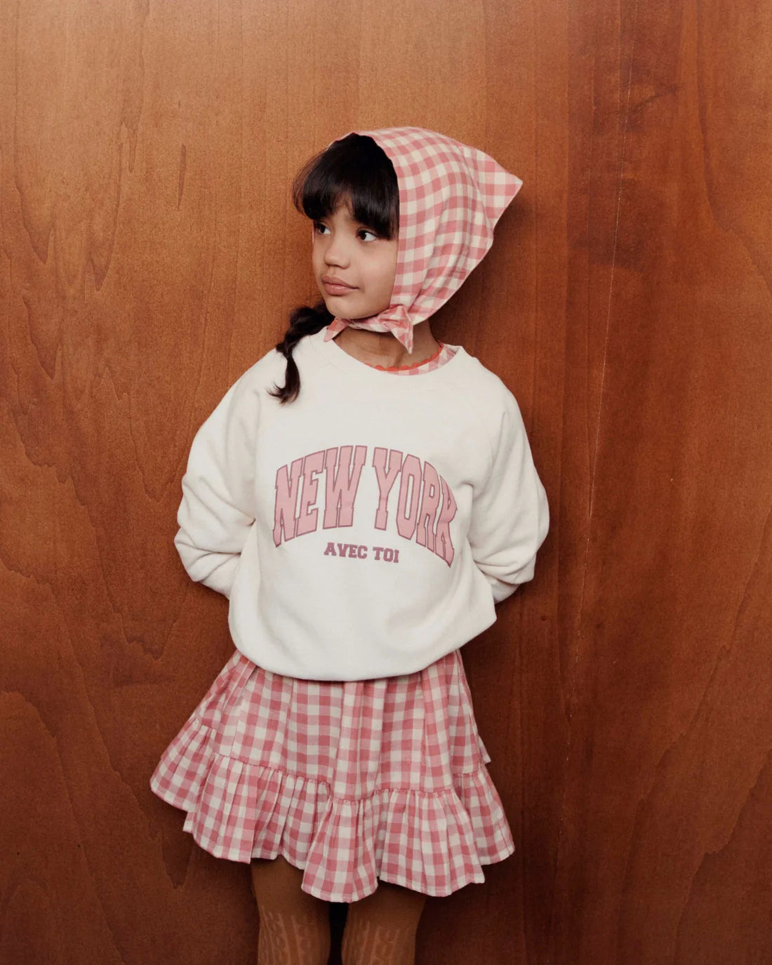 EMILE ET IDA GAUZE GINGHAM DRESS / PINK VICHY