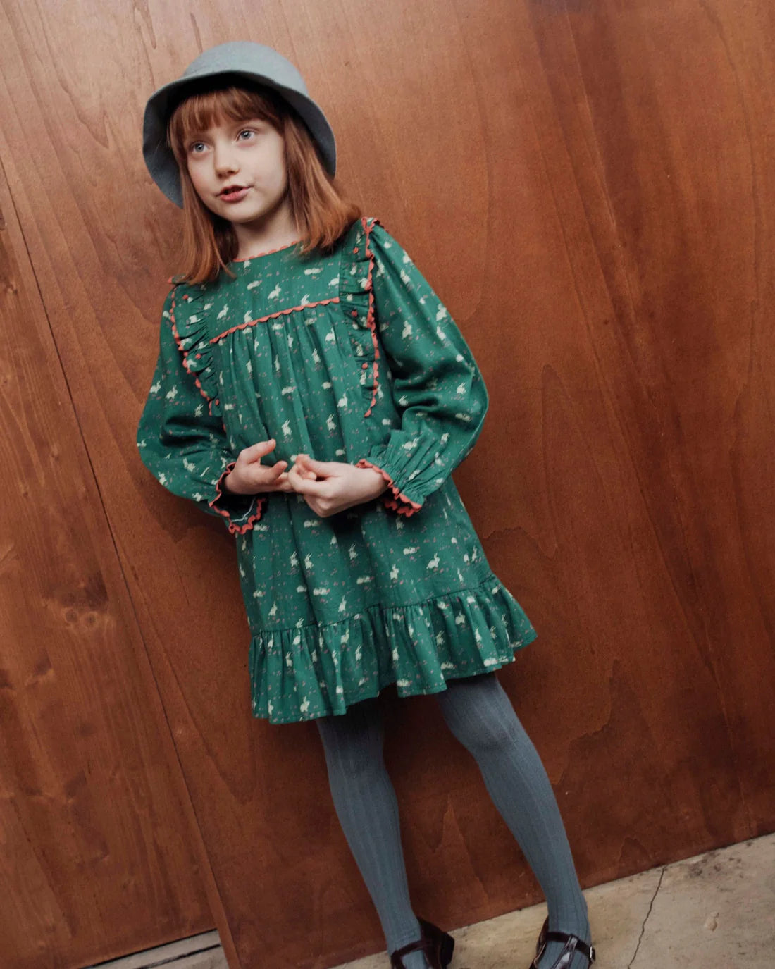 EMILE ET IDA LAPINOU BUNNY DRESS / GREEN