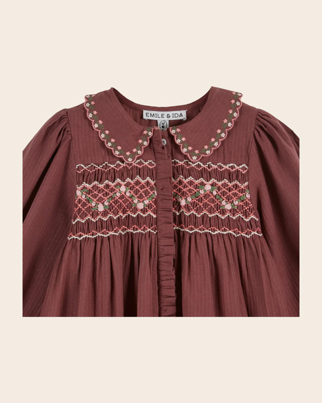 EMILE ET IDA SMOCKED DRESS / VIOLINE