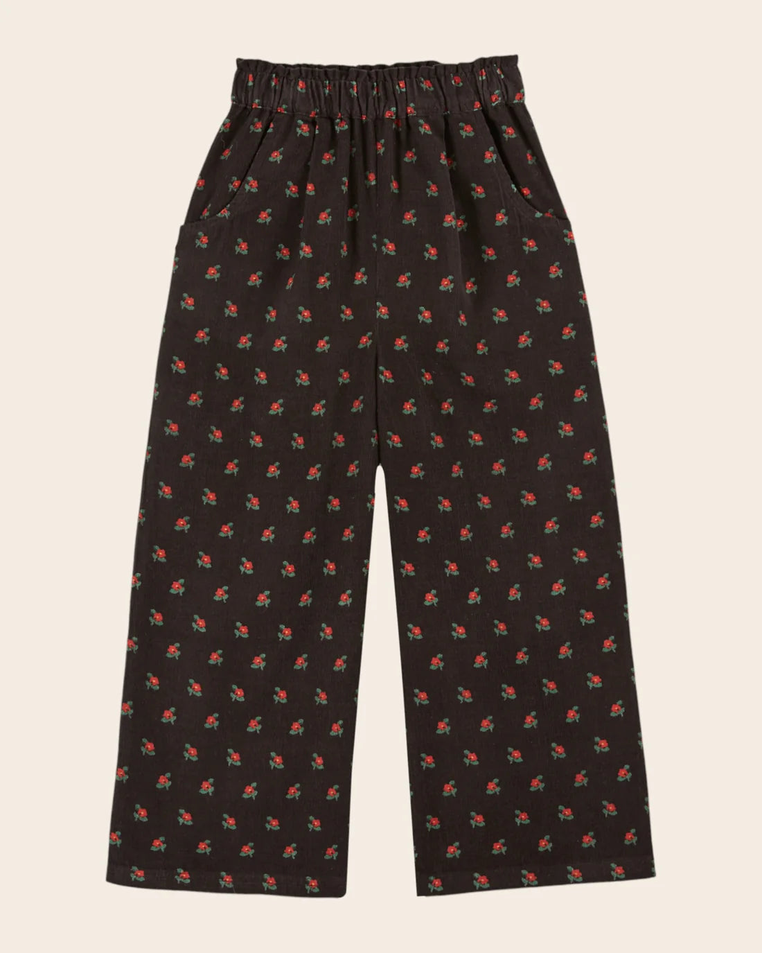 EMILE ET IDA VELVET FLORAL PANTS / BLACK POPPY