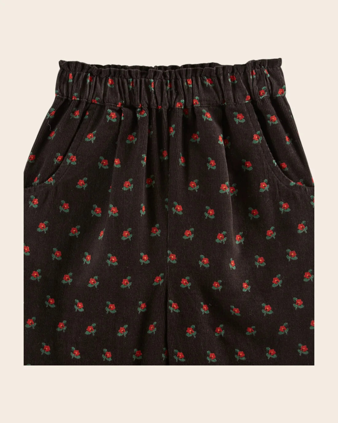 EMILE ET IDA VELVET FLORAL PANTS / BLACK POPPY