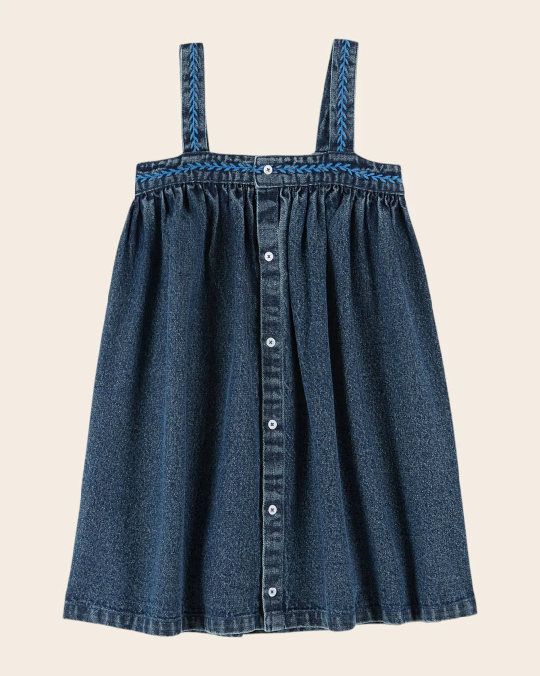 EMILE ET IDA DENIM PINAFORE DRESS